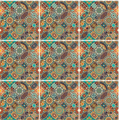 Naklejki na płytki ścienne kuchenne łazienkowe PATCHWORK MANDALA 