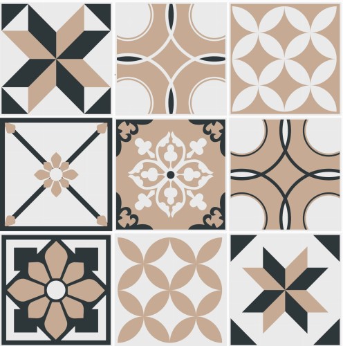 Naklejki na płytki ścienne kuchenne łazienkowe BEŻOWE AZULEJOS KAFLE