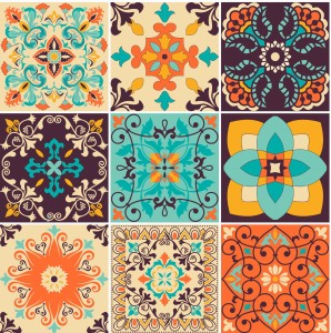 Naklejki na płytki ścienne kuchenne łazienkowe KOLOROWE TRADYCYJNE KAFELKI