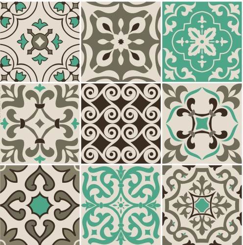 Naklejki na płytki ścienne kuchenne łazienkowe TRADYCYJNY PATCHWORK KAFLE