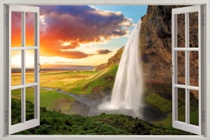 Naklejki na ścianę okno z widokiem WODOSPAD WIDOK ZACHÓD