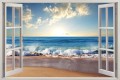 Naklejki na ścianę 3d okno z widokiem widok plaża fala morze