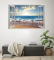 Naklejki na ścianę 3d okno z widokiem widok plaża fala morze