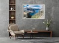 Naklejki na ścianę okno z widokiem klif jezioro górskie 