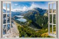 Naklejki na ścianę okno z widokiem Dolina Pięciu Stawów góry