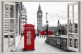 Naklejka ścienna do salonu WIDOK PRZEZ BIAŁE OKNO Londyn BIG BEN ulica