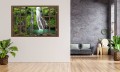 Naklejki na ścianę 3D okno z widokiem WODOSPAD W LESIE NATURA