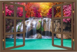 Naklejki na ścianę okno z widokiem WODOSPADY W TAJLANDII 