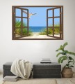 Naklejki na ścianę okno z widokiem plaża morze mewa