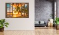 Naklejka ścienna do salonu WIDOK PRZEZ BRĄZOWE OKNO plaża zachód słońca