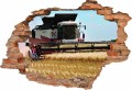 Naklejka ścienna dekoracyjna DZIURA 3D kombajn maszyny rolnicze