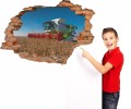 Naklejka ścienna dla dzieci DZIURA 3D KOMBAJN W POLU ZBIORY 