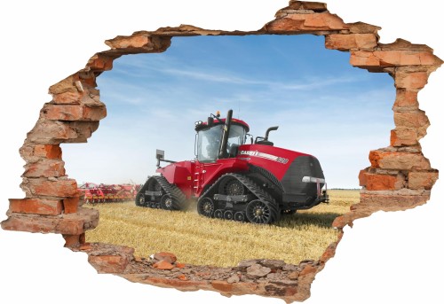NAKLEJKA na ścianę DZIURA 3D farma czerwony traktor