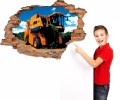 Naklejka dla dzieci DZIURA 3D w ścianie maszyny rolnicze KOMBAJN