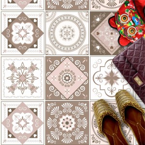 Naklejki na płytki podłogowe kuchenne łazienkowe z ozdobnym motywem azulejos talavera