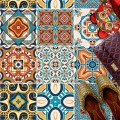 Naklejki na płytki podłogowe kuchenne łazienkowe samoprzylepne kolorowy patchwork portugalski