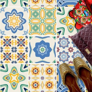 Naklejki na płytki podłogowe kuchenne łazienkowe samoprzylepne kolorowe klimaty portugalskie