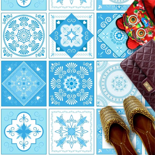 Naklejki na płytki podłogowe kuchenne łazienkowe samoprzylepne morski patchwork