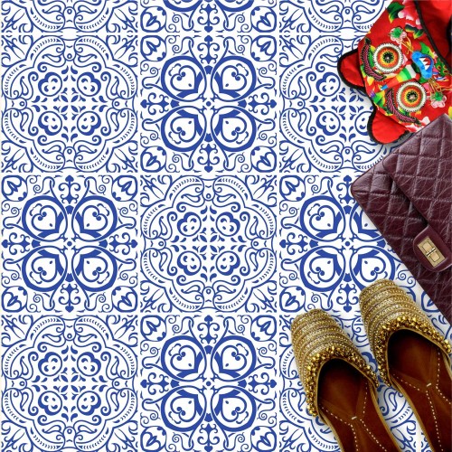 Naklejki na płytki podłogowe kuchenne łazienkowe samoprzylepne w stylu portugalskiego origami azulejos