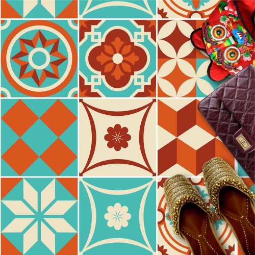 Naklejki na płytki podłogowe kuchenne łazienkowe samoprzylepne w stylu marokańskie azulejo