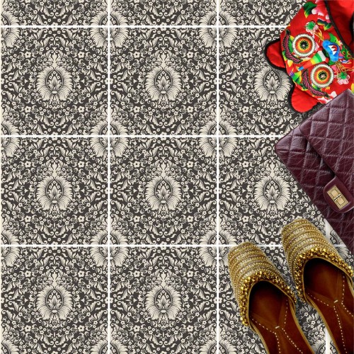 Naklejki na płytki podłogowe kuchenne łazienkowe samoprzylepne eleganckie czarno białe elementy