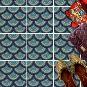 Naklejki na płytki podłogowe kuchenne łazienkowe samoprzylepne styl vintage art deco