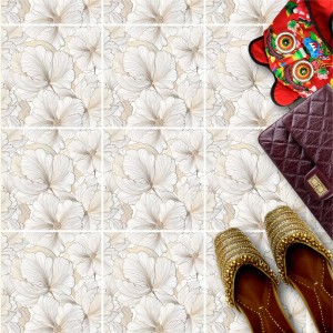 Naklejki na płytki podłogowe kuchenne łazienkowe samoprzylepne delikatny szkic kwiatów