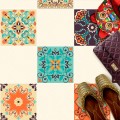 Naklejki na płytki podłogowe kuchenne łazienkowe samoprzylepne kolorowy indyjski patchwork