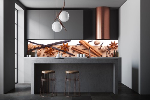 FOTOTAPETA DO KUCHNI ZMYWALNA cynamon przyprawy wanilia