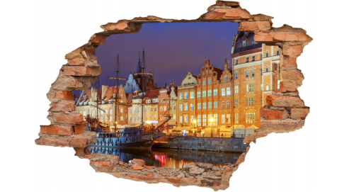 FOTOTAPETA 3D SAMOPRZYLEPNA naklejka do salonu PORT NOCĄ MIASTO