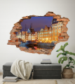 FOTOTAPETA 3D SAMOPRZYLEPNA naklejka do salonu PORT NOCĄ MIASTO