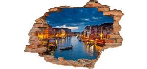 FOTOTAPETA 3D SAMOPRZYLEPNA naklejka ścienna dziura WENECJA NOCĄ KANAŁ