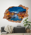 FOTOTAPETA 3D SAMOPRZYLEPNA naklejka ścienna dziura WENECJA NOCĄ KANAŁ