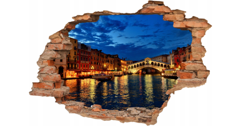 FOTOTAPETA 3D SAMOPRZYLEPNA naklejka do salonu sypialni WENECJA NOCĄ 