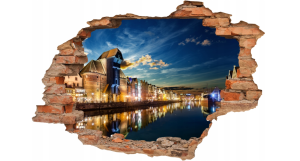 FOTOTAPETA 3D SAMOPRZYLEPNA naklejka dziura w ścianie MIASTO NOCĄ 