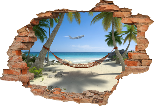 FOTOTAPETA 3D SAMOPRZYLEPNA naklejka ścienna 3d HAMAK PLAŻA TROPIKI