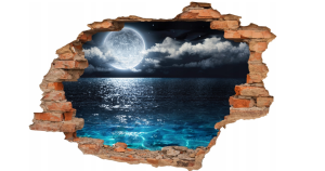 FOTOTAPETA 3D SAMOPRZYLEPNA naklejka ścienna 3D KSIĘŻYC PEŁNIA OCEAN
