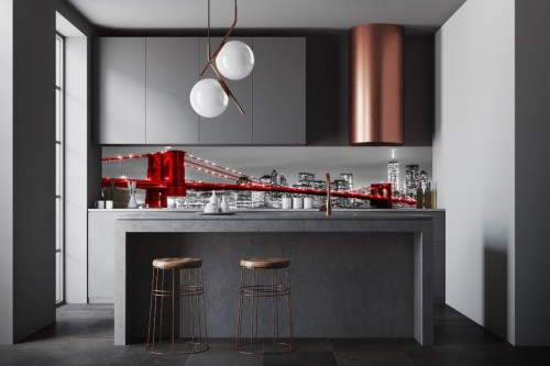 FOTOTAPETA DO KUCHNI ZMYWALNA most nowy jork czerony mosty