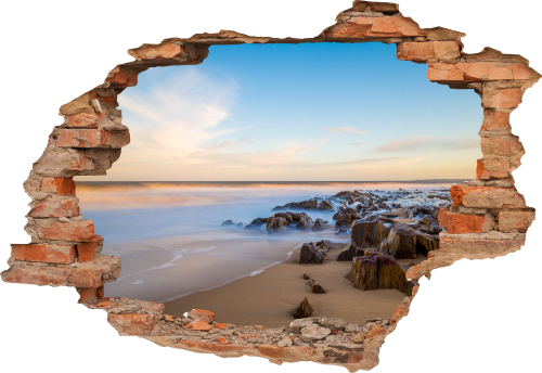 FOTOTAPETA 3D SAMOPRZYLEPNA naklejka 3D ścienna PLAŻA ZACHÓD SŁOŃCA MORZE