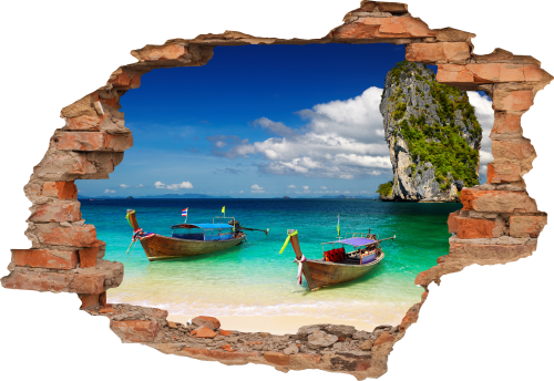 FOTOTAPETA 3D SAMOPRZYLEPNA naklejka ścienna 3D TAJLANDIA ŁÓDKI TROPIKI
