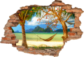 FOTOTAPETA 3D SAMOPRZYLEPNA naklejka ścienna dziura PLAŻA PIASEK HAMAK