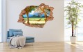 FOTOTAPETA 3D SAMOPRZYLEPNA naklejka ścienna dziura PLAŻA PIASEK HAMAK