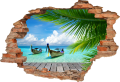 FOTOTAPETA 3D SAMOPRZYLEPNA naklejka dziura ŁÓDKI TAJLANDIA PALMY