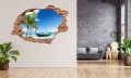 FOTOTAPETA 3D SAMOPRZYLEPNA naklejka dziura na ścianę ŁÓDKA NA PLAŻY PALMY