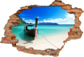 FOTOTAPETA 3D SAMOPRZYLEPNA naklejka ścienna dziura w ścianie ŁÓDKA OCEAN