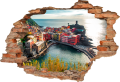 FOTOTAPETA 3D SAMOPRZYLEPNA naklejka dziura w ścianie WIDOK ZATOKA MIASTO