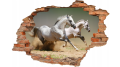 FOTOTAPETA 3D SAMOPRZYLEPNA naklejka dziura w ścianie GALOP BIAŁE KONIE 