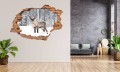 FOTOTAPETA 3D SAMOPRZYLEPNA naklejka dziura w ścianie LAS RENIFER ZIMA