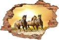 FOTOTAPETA 3D SAMOPRZYLEPNA naklejka ścienna dziura w ścianie KONIE GALOP