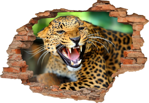 FOTOTAPETA 3D SAMOPRZYLEPNA naklejka dekoracyjna dziura w ścianie GEPARD